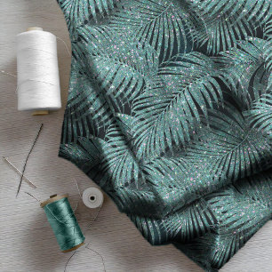 Sparkling Palm Leaves Pattern Teal ID831 Fabric
