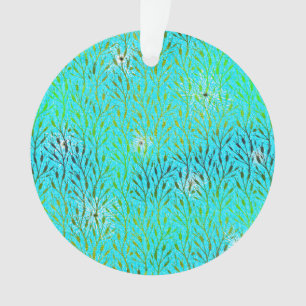 Sparkling Party Pattern with Fireworks in Aqua Ornament