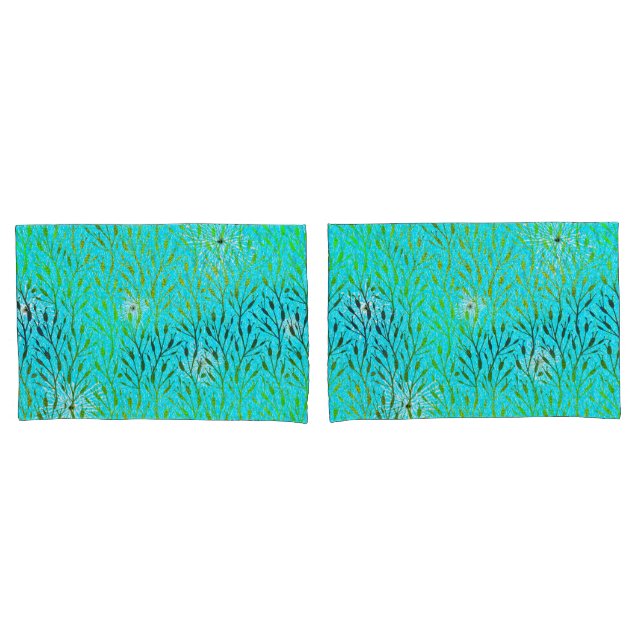 Sparkling Party Pattern with Fireworks in Aqua  Pillowcase (Front-Set)