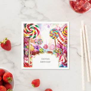 Sparkling Pastel Candyland Birthday Napkin
