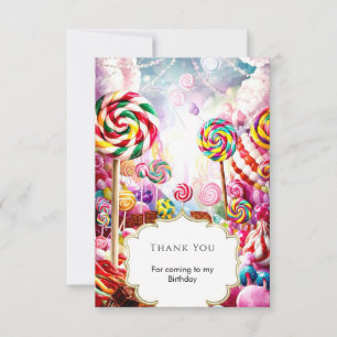 Sparkling Pastel Candyland Birthday Thank You Card