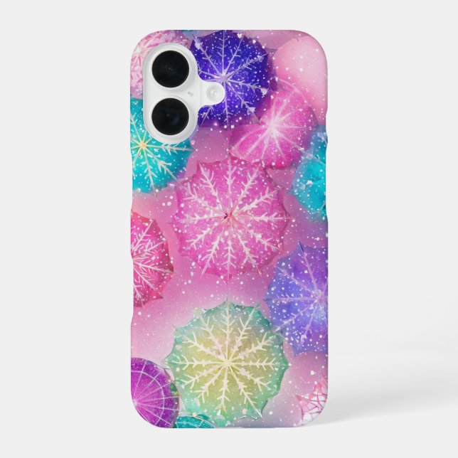 Sparkling Pastel Snowflake iPhone 16 Case (Back)