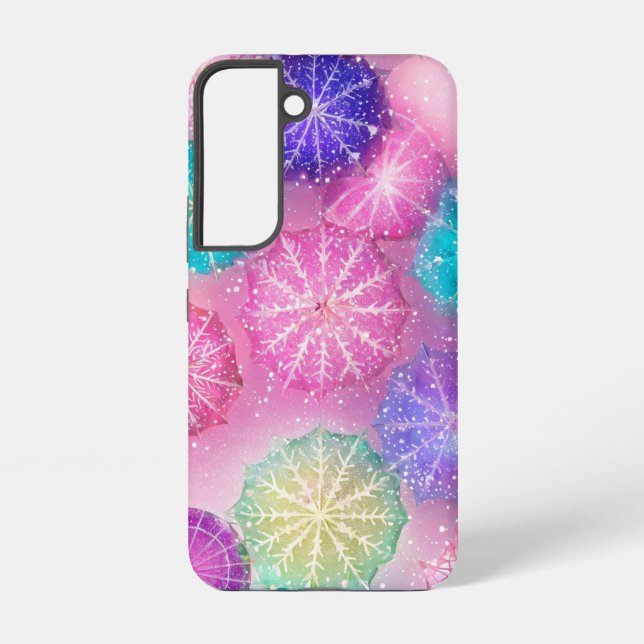 Sparkling Pastel Snowflake Samsung Galaxy S22 Case (Back)