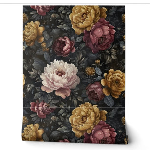 Sparkling Peony Noel Botanical Wallpaper