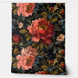 Sparkling Peony Noel Botanical Wallpaper