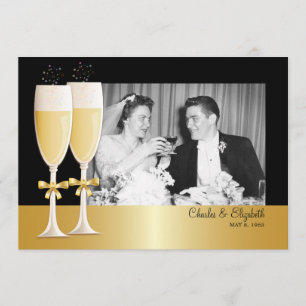 Sparkling Photo 50th Wedding Anniversary Party Invitation