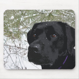 Sparkling Pines - Snow Labrador - Black Lab Mouse Mat
