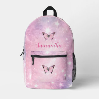 Sparkling Pink Butterfly Dreams Printed Backpack