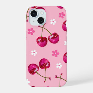 Sparkling Pink Cherry Glitter iPhone Case - Trendy