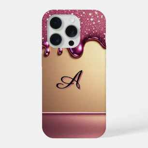 💎 Sparkling Pink Drip Luxe Over Radiant Gold ✨👑 iPhone 15 Pro Case