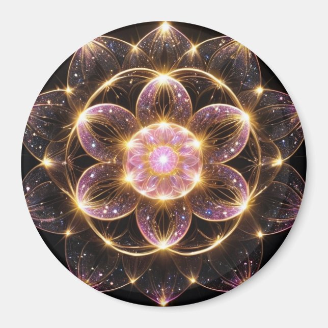 Sparkling Pink Flower Magnet (Front)