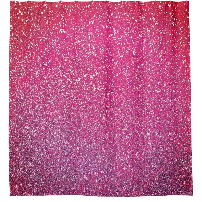 Sparkling Pink Fuchsia Purple Red Glitter Ombre Shower Curtain (Front)