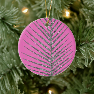 Sparkling Pink Glitter  Ceramic Tree Decoration