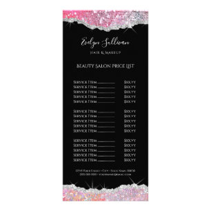 sparkling pink glitter price list rack card