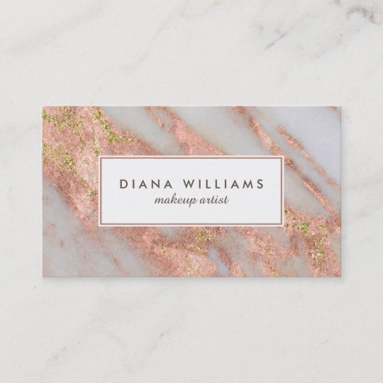 Sparkling Pink Marble Abstract Makeup Artist Business Card