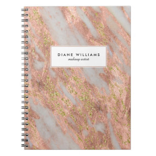Sparkling Pink Marble Abstract Pattern with Name Notebook