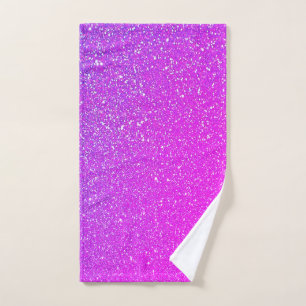 Sparkling Pink Purple Glitter Ombre Bright Cool Hand Towel