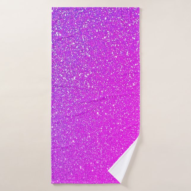Sparkling Pink Purple Glitter Ombre Bright Cute Bath Towel (Bath Towel)