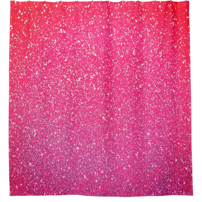 Sparkling Pink Red Glitter Ombre Cute Colourful Shower Curtain (Front)