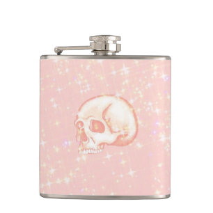 Sparkling Pink Skull Hip Flask