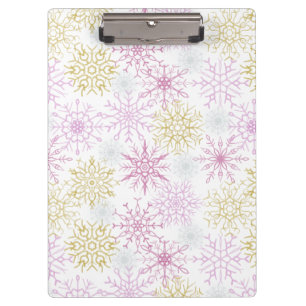 Sparkling Pink Snowflakes Clipboard