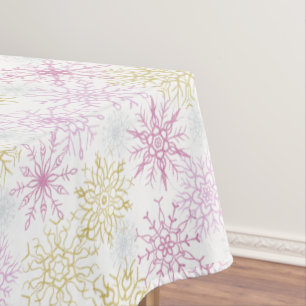 Sparkling Pink Snowflakes Tablecloth