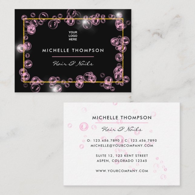 Sparkling Pink Soap Bubble Beauty Industry  Business Card (Front/Back)