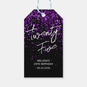 Sparkling Purple Glitter Black Any Age Birthday Gift Tags