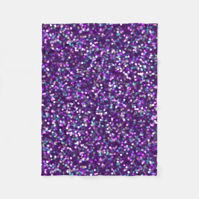 Sparkling Purple Glitter Fleece Blanket (Front)