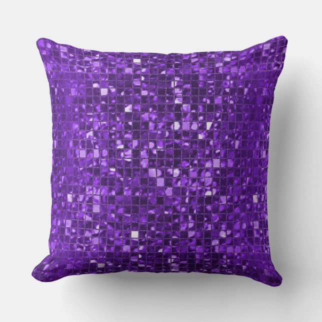 Sparkling Purple Mosaic Pattern Throw Pillow (Front)