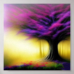 Sparkling purple tree poster