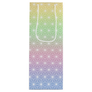 Sparkling Rainbow Asanoha Geometric Pattern Wine Gift Bag