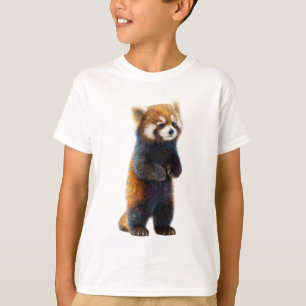 Sparkling Rainbow Galaxy Red Panda Kids T-Shirt