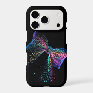 Sparkling Rainbow Glitter Bow Coquette Black iPhon