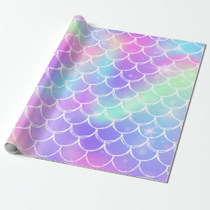 Sparkling Rainbow Mermaid Scales Wrapping Paper