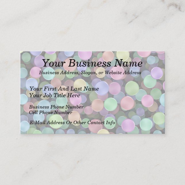 Sparkling Rainbow Polka Dots Business Card (Front)