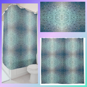 Sparkling Raindrops Shades of Blue Shower Curtain