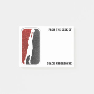 Sparkling Red and Black Basketball Coach Sports Post-it Notes