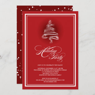 Sparkling Red Christmas Tree Holiday Party Invite