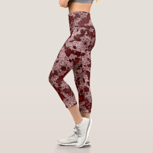 Sparkling Red Marble Capri Leggings