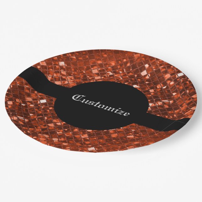 Sparkling Red Mosaic Pattern Paper Plates (Angled)