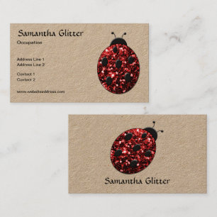 Sparkling red sparkles Ladybird Ladybug kraft Business Card