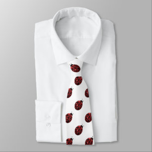 Sparkling red sparkles Ladybird Ladybug pattern Tie