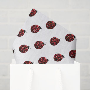 Sparkling red sparkles Ladybird Ladybug pattern Tissue Paper