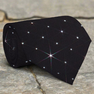 Sparkling Rhinestone Shiny Diamond Black Material Tie