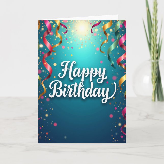 Sparkling Ribbon Birthday Card (Front)