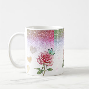 Sparkling Rose and Butterfly Coffee Mug
