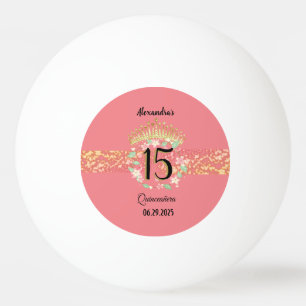 Sparkling Rose Gold Quinceañera Princess Spanish Ping Pong Ball