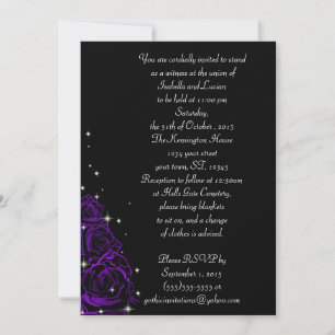 Sparkling Roses Modern Goth Wedding Invitation