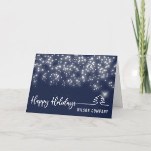 Sparkling script Happy holidays corporate Holiday Card